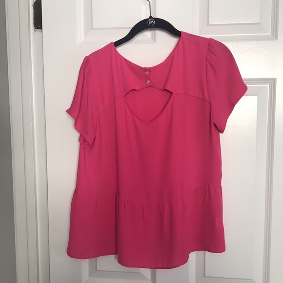 LOFT Spring Pink Peplum Short Sleeve Top - Picture 6 of 9